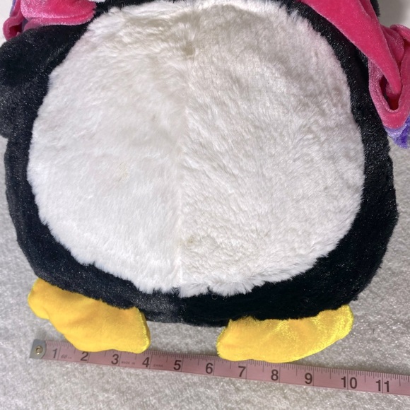 Black White Plush Penguin Toy With Scarf Stuffed Animal - Picture 11 of 14